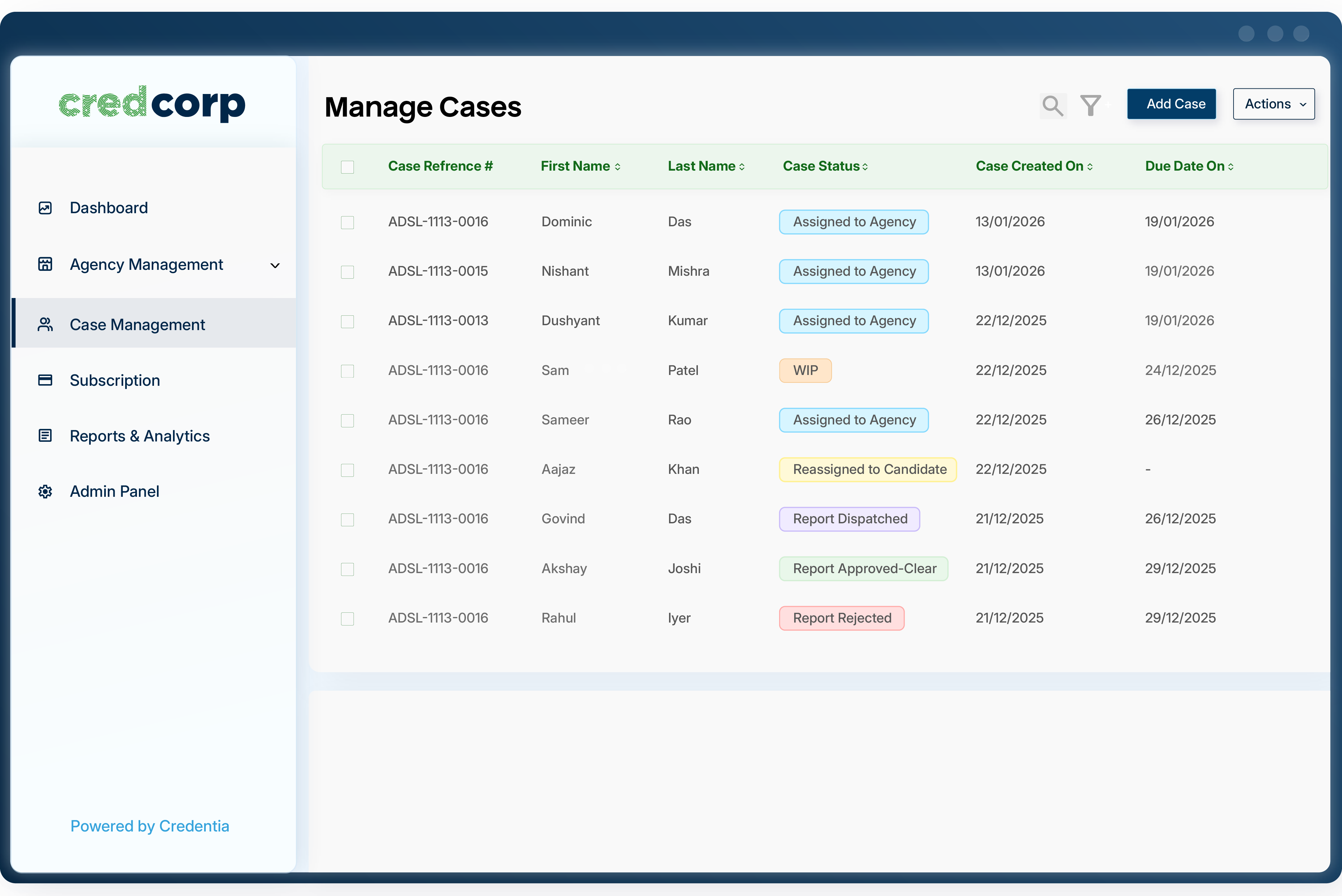 Managing Candidates, Cases and Tracking with CredCorp
